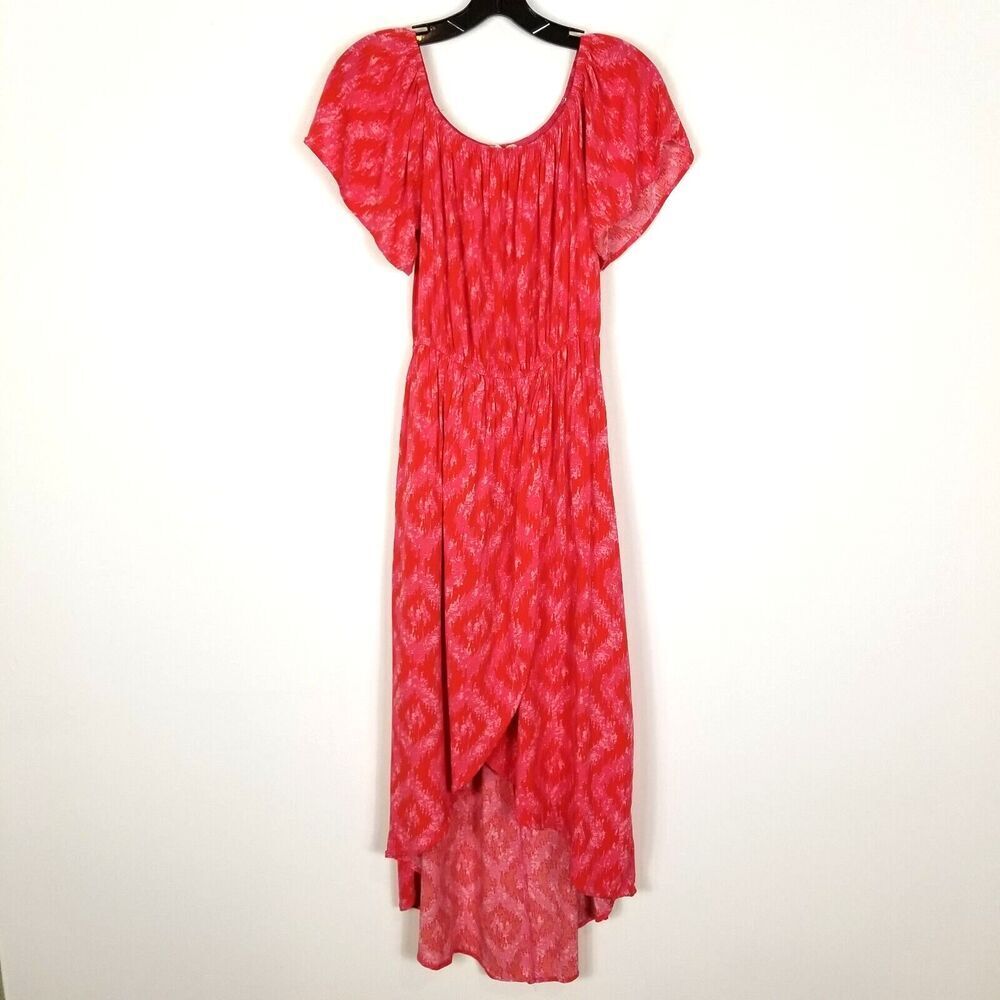 Savanna Jane Women Maxi dress‎ Sz S Red Pink Hi Low Summer Cottagecore Summer